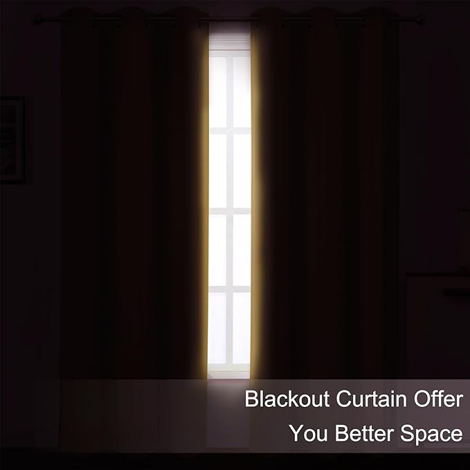 LEMOMO Blackout Curtains 66 x 72 Inch Long Mustard Yellow Curtains Set of 2 Panels Room Darkening Curtains for Bedroom and Living Room