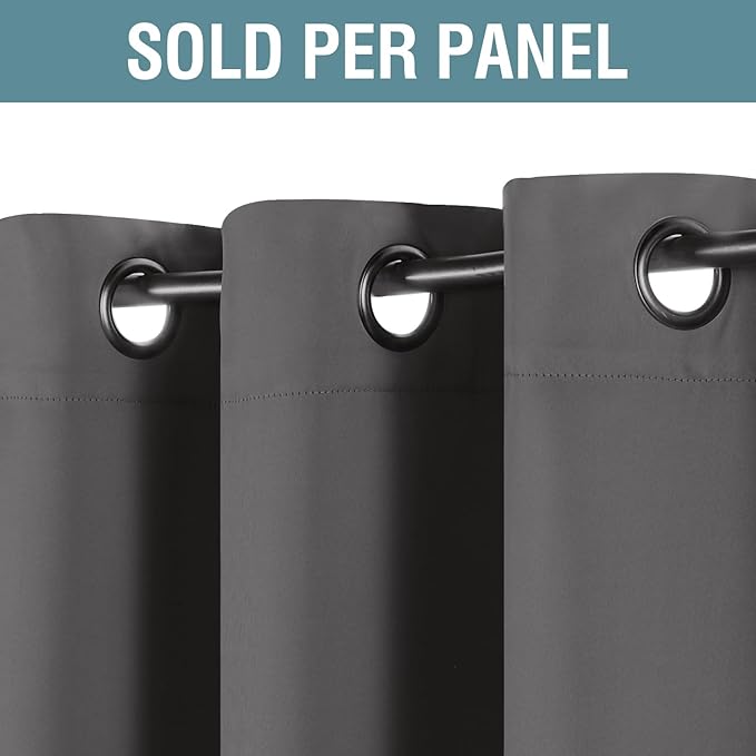 H.VERSAILTEX Blackout Curtain for Living Room Thermal Insulated Window Treatment Curtain Extra Long 108 inch Length Energy Saving Solid Grommet Blackout Drape, One Panel, Charcoal Gray, 52"W x 108"L