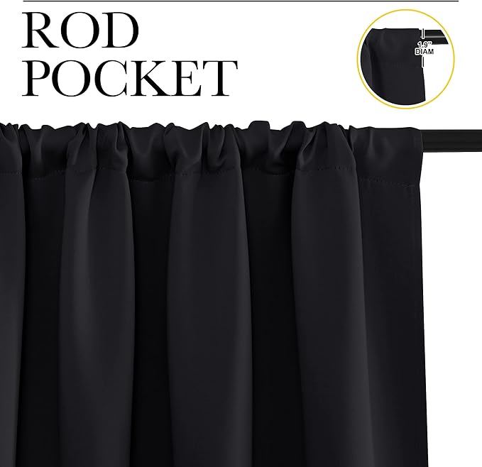 NICETOWN Short Curtains, Black Out RV Bunk Panels for Kitchen - Energy Smart Decoration Thermal Insulating Blackout Drapes/Draperies for Small Window (2 Panels, 34 inches Wide by 30 inches Long)