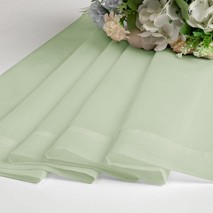 OVZME Light Green Sheer Curtains 54 Inches Long 2 Panels - Soft Light Filtering Window Sheer Panels for Living Room/Bedroom, Top Dual Rod Pocket, 1 Pair, Each 42Wx54L Inches