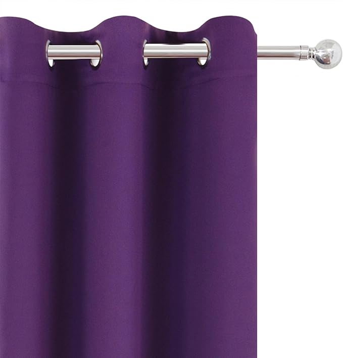 LEMOMO Blackout Curtains 66 x 72 Inch Long Purple Curtains Set of 2 Panels Room Darkening Curtains for Bedroom and Living Room