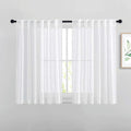NICETOWN White Sheer Curtains 54 inch Length for Nursery, Rod Pocket & Back Tab Linen Blend Window Treatments Semi Sheer Privacy with Light Filter for Kids Room, W52 x L54, 2 Panels
