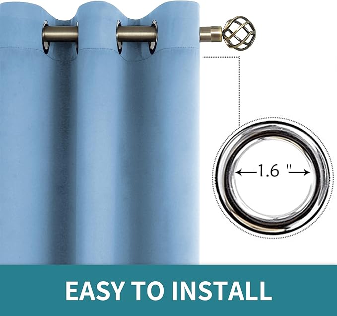 BGment Room Darkening Curtains 72 Inches Long - Grommet Thermal Insulated Drapes Window Treatment Curtains for Bedroom, 2 Panels, 42 x 72 Inch, Sky Blue