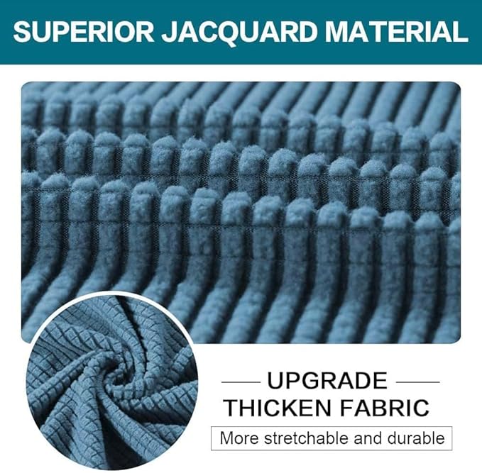 Turquoize 3 Piece Sofa Covers For 2 Cushion Couch Sofa Slipcover Soft Couch Cover For Dogs-Washable Sofa Furniture Covers With 2 Individual Cushion Covers, Thick Jacquard Fabric (Loveseat, Dusty Blue)