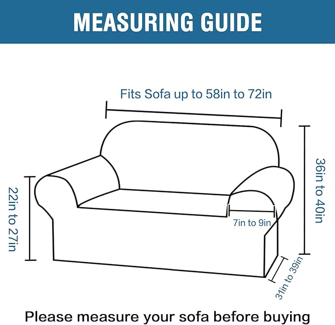 H.VERSAILTEX Stretch Velvet Loveseat Covers for 2 Cushion Couch Covers for Living Room Sofa Covers Slipcovers with Non Slip Straps Bottom, Ultra Thick Comfy Velour (Width 58"-72", Stone Blue)