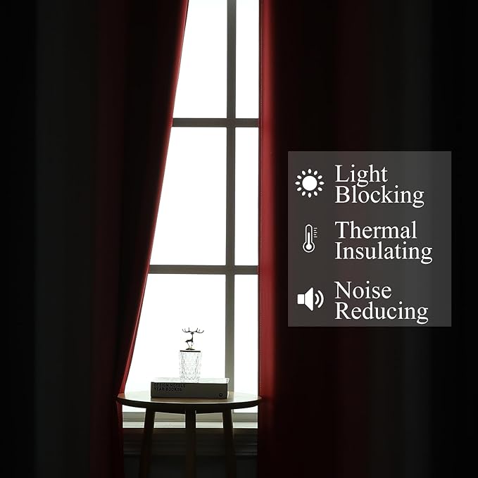 Estelar Textiler Red and Black Blackout Curtains 54 Inch Length, Light Blocking Gradient Grommet Drapes for Living Room, Room Darkening Thermal Insulated Ombre Curtains for Bathroom,42Wx54L,2 Panels