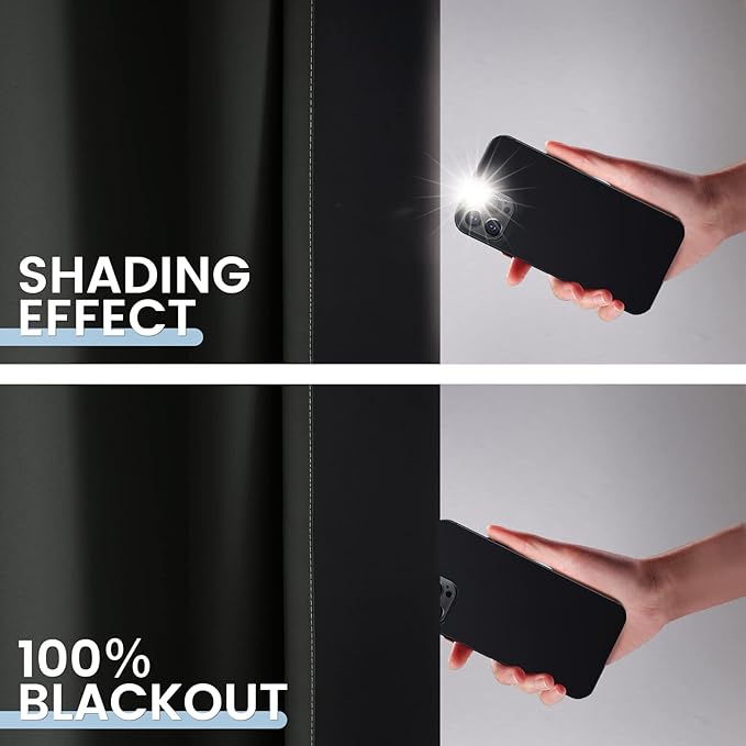 SimpleHome Ombre 100% Blackout Curtains for Bedroom, Full Light Blocking Black and Greyish White Curtains, Thermal Insulated Grommet Window Drapes for Living Room,2 Panels, 52x63 inches Length