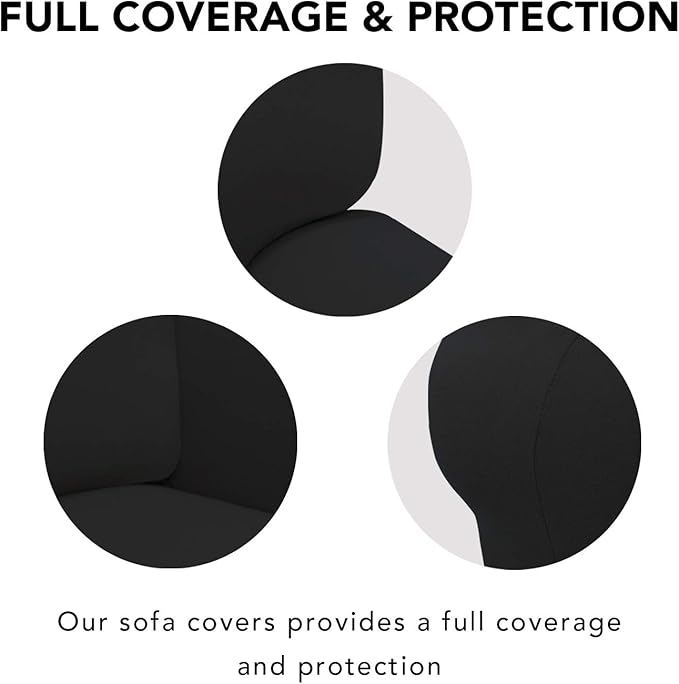 PureFit Super Stretch Sofa Slipcover – Spandex Non Slip Soft Couch Sofa Cover, Washable Furniture Protector with Non Skid Foam and Elastic Bottom for Kids, Pets （Sofa, Black）