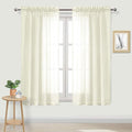 DWCN Ivory Sheer Curtains Semi Transparent Voile Rod Pocket Curtains for Bedroom and Living Room, 42 x 63 inches Long, Set of 2 Panels