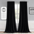 MIULEE Back Tab Blackout Curtains 102 Inch Long 2 Panels Set for Living Room Bedroom, Halloween Black Rod Pocket/Pinch Pleated Thermal Insulated Room Darkening Light Blocking Floor to Ceiling Drapes