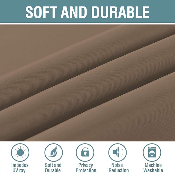 H.VERSAILTEX Blackout Curtain for Living Room Thermal Insulated Window Treatment Curtain Extra Long 84 inch Length Energy Saving Solid Grommet Top Blackout Drape, One Panel, Macchiato, 52" W x 84" L
