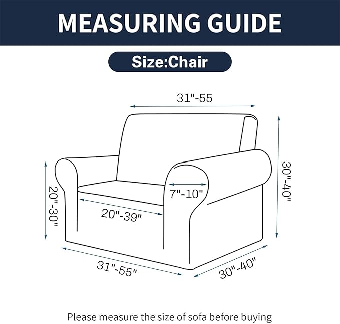 Cupuamon 2026 New Stretch Chair Sofa Slipcovers Couch Cover for 1 Seater Furniture Protector Sofa Covers with Elastic Bottom Jacquard Fabric Small Checks for Pets, Kids - Silver