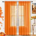 SpaceDresser Basic Rod Pocket Sheer Voile Window Curtain Panels Orange 2 Panels 52 Width 45 Inch Long for Kitchen Bedroom Children Living Room Yard(Orange,52 W x 45 L)