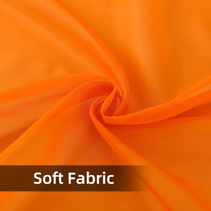 youleyar Solid Sheer Rod Pocket Curtain Voile Draperies 2 Panels White Beige Black Grey Coffee 52 Inch Width 96 Inch Long 1 Pair for Kitchen Bedroom Children Living Room Yard (Orange,52Wｘ96L)