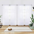 youleyar Solid Sheer Rod Pocket Curtain Voile Draperies 4 Panels White Beige Black Grey Ivory 52 Inch Width 63 Inch Long 1 Pair for Kitchen Bedroom Children Living Room Yard(Optical White,52 Wｘ63 L)
