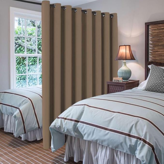 H.VERSAILTEX Blackout Patio Curtains 100 x 108 Inches for Sliding Door Extral Wide Blackout Curtain Panels Thermal Insulated Room Divider - Grommet Top, 9' Tall by 8.5' Wide - Macchiato