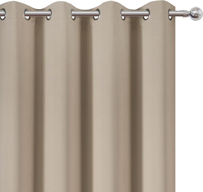 LEMOMO Blackout Curtains 66 x 54 Inch Long Khaki Curtains Set of 2 Panels Room Darkening Curtains for Bedroom and Living Room
