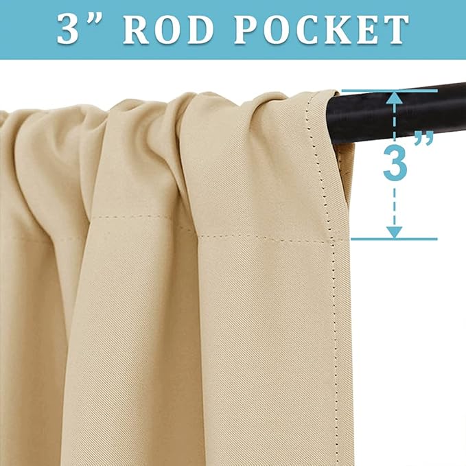 RYB HOME Cafe Curtains 24 inch Length, RV Curtains for Camper Windows, Mini Short Small Insulating Light UV Heat Blocking Privacy Half Window Tiers, Width 42 by Length 24, Biscotti Beige, 2 Panels