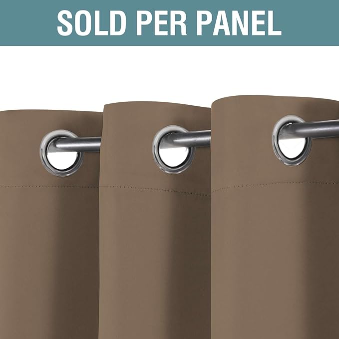 H.VERSAILTEX Blackout Curtain for Living Room Thermal Insulated Window Treatment Curtain 54 inch Length Energy Saving Solid Grommet Top Blackout Drape, One Panel, Macchiato, 52" W x 54" L