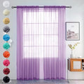 youleyar Solid Sheer Rod Pocket Curtain Voile Draperies 2 Panels White Beige Black Grey Coffee 52 Inch Width 54 Inch Long 1 Pair for Kitchen Bedroom Children Living Room Yard (Lavender,52Wｘ54L)