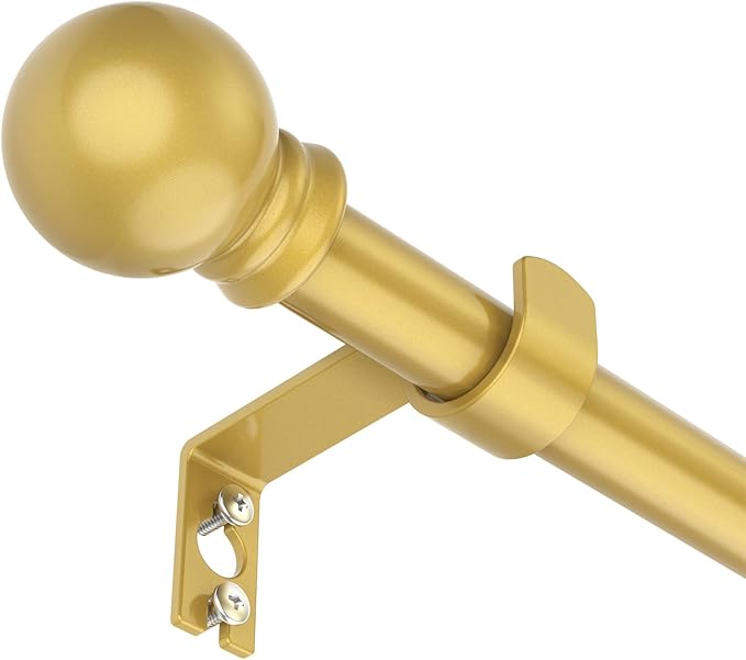 SMODBRODRE Curtain Rods for Window 32 to 78, Gold 5/8 inch Splicing Single Window Curtain Rod Set with Brackets