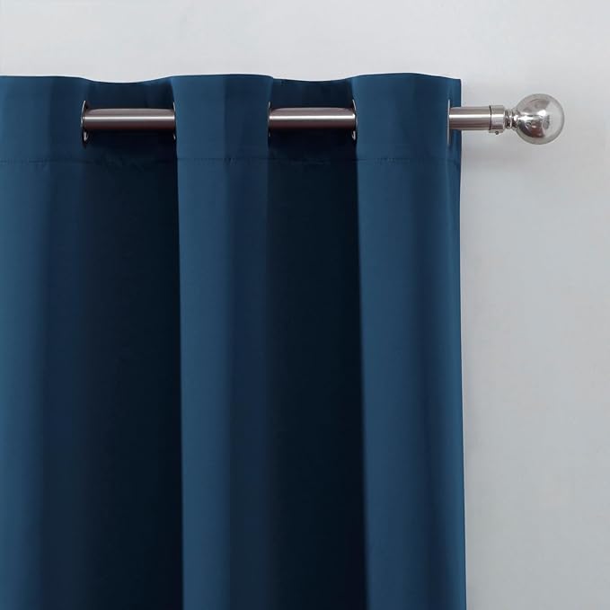 LEMOMO Blackout Curtains 66 x 72 Inch Long Navy Blue Curtains Set of 2 Panels Room Darkening Curtains for Bedroom and Living Room
