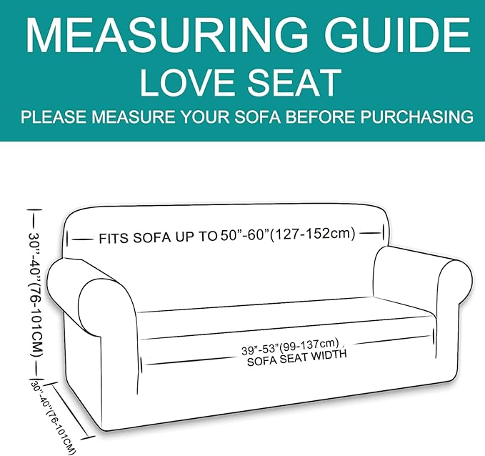 U-NICE HOME Loveseat Cover Stretch Couch Cover Sofa Cover Sofa Slipcover Furniture Protector for 2 Cushion Couch Sofa Pet Friendly(Loveseat, Cyan)