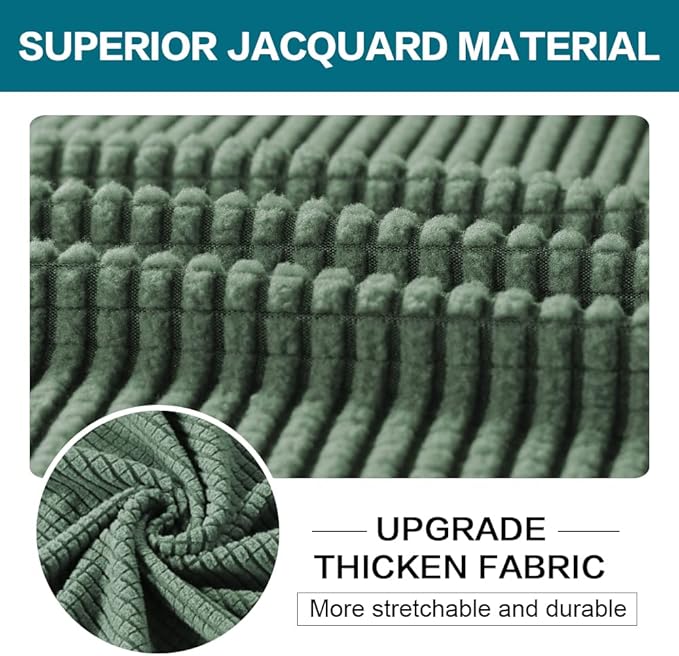 Turquoize 4 Piece Sofa Covers for 3 Cushion Couch Sofa Slipcover Soft Couch Cover for Dogs-Washable Sofa Furniture Covers with 3 Individual Cushion Covers Jacquard Fabric (3 Cushion Sofa, Loden Frost)