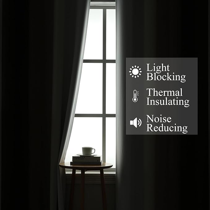 Estelar Textiler Brown and Greyish White Blackout Curtains 45 Inch Length, Full Light Blocking Gradient Drapes for Kitchen, Thermal Insulated Grommet Ombre Curtains for Bathroom,52Wx45L,2 Panels