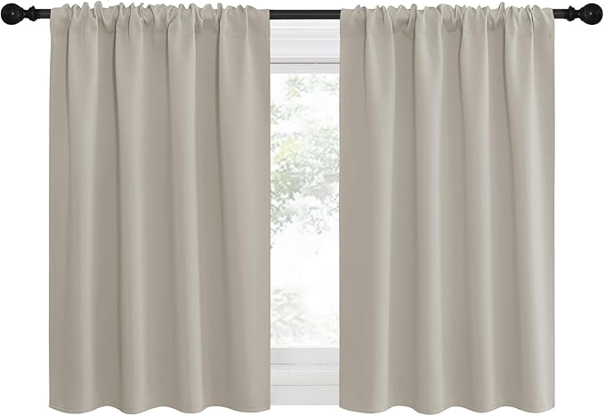 NICETOWN Blackout Curtains for Living Curtains, Room Darkening Window Curtain Panels, Easy-Care Solid Thermal Insulated Draperies/Drapes for Daughter Room (Natural, 2 Panels, 29 by 30)