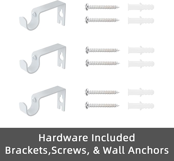 GXOACKJ Curtain Rods for windows 28-78 inch, 5/8 inch Decorative White Splicing Heavy Duty Metal Curtain Rod set with Brackets