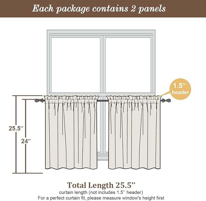 Chyhomenyc Blush Pink Sheer Curtains 24 Inch Length, Light Filtering Leaf Tufted Textured Small Window Kitchen Curtain Over Sink, Short Half Window Curtains for Bathroom Basement, 30"Wx24"L, 2 Panels