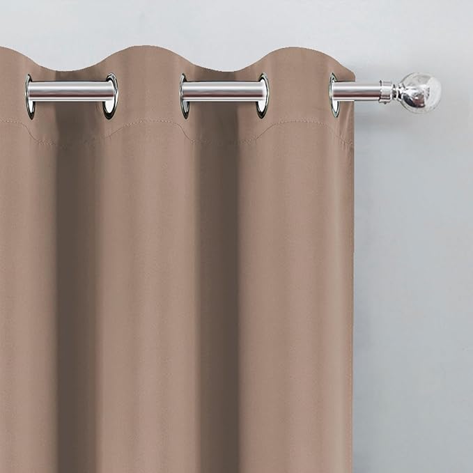 LEMOMO Blackout Curtains 66 x 54 Inch Long Cappuccino Curtains Set of 2 Panels Room Darkening Curtains for Bedroom and Living Room