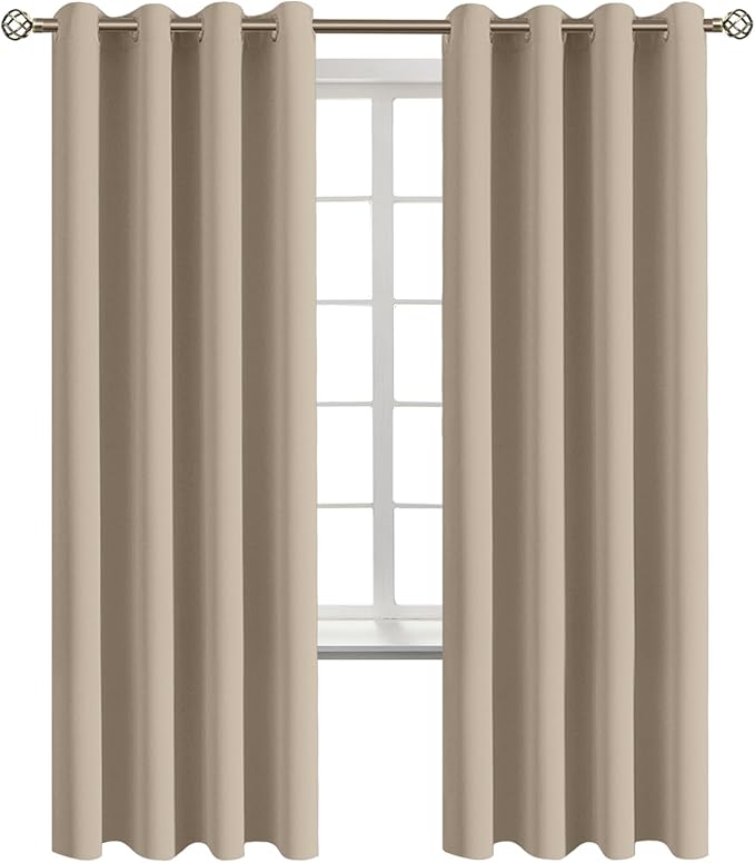 BGment Blackout Curtains - Grommet Thermal Insulated Room Darkening Bedroom and Living Room Curtains, Set of 2 Panels (55 x 69 Inch, Sand)