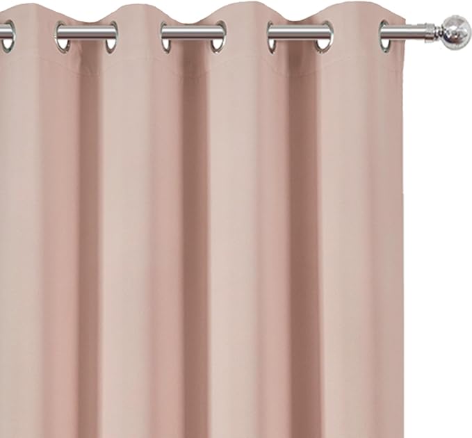 LEMOMO Blush Thermal Blackout Curtains/52 x 72 Inch/Set of 2 Panels Room Darkening Curtains for Bedroom