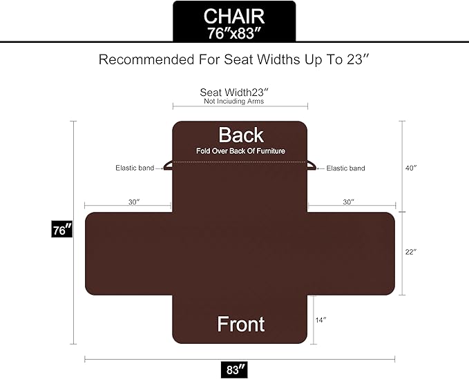 U-NICE HOME Recliner Chair Covers Reversible Chair Cover Pet Covers for Dogs with Elastic Straps Water Resistant Diamond Quilted (23''Armchair, White/White)