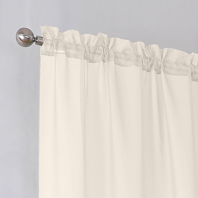 Simplebrand Cream Sheer Curtains, 72" Length, 2 Panels Set - Light Filtering, Rod Pocket Window Curtains for Bedroom (Cream, 59" W x 72" L)