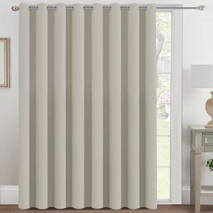 H.VERSAILTEX Blackout Patio Curtains 100 x 96 Inches for Sliding Door Extral Wide Blackout Curtain Panels Thermal Insulated Room Divider - Grommet Top, 8' Tall by 8.5' Wide - Pale Oak