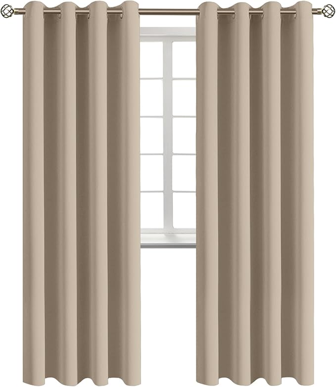 BGment Blackout Curtains - Grommet Thermal Insulated Room Darkening Bedroom and Living Room Curtains, Set of 2 Panels (52 x 84 Inch, Sand)