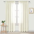 DWCN Ivory Sheer Curtains Semi Transparent Voile Rod Pocket Curtains for Bedroom and Living Room, 52 x 95 inches Long, Set of 2 Panels