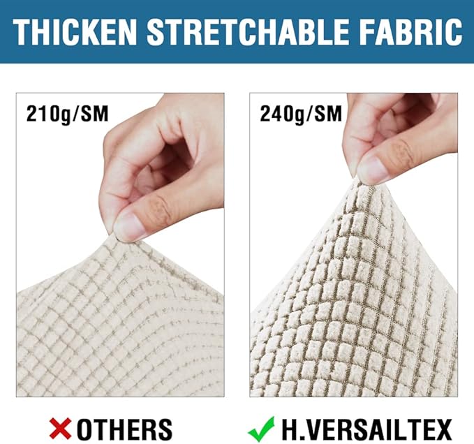 H.VERSAILTEX 4 Piece Stretch Sofa Covers for 3 Cushion Couch Covers for Living Room Furniture Slipcovers (Base Cover Plus 3 Seat Cushion Covers) Thicker Jacquard Fabric (XL Sofa, Island Fossi)