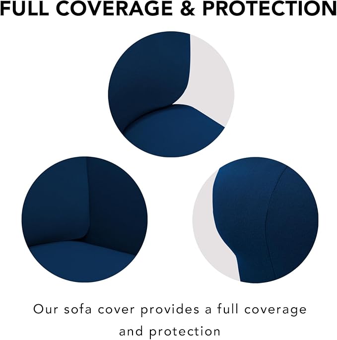 PureFit Super Stretch Sofa Slipcover – Spandex Non Slip Soft Couch Sofa Cover, Washable Furniture Protector with Non Skid Foam and Elastic Bottom for Kids, Pets (Oversized, Navy)