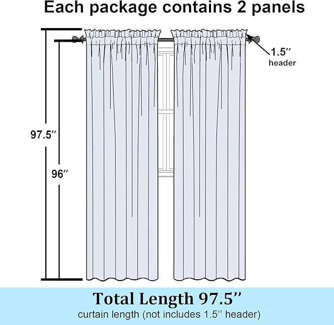 Simplebrand Hot Pink Sheer Curtains 96 Inches Long, Light Filtering Rod Pocket Solid Color Window Sheer Curtain Panels, Elegant Curtains & Drapes for Living Room, Bedroom 2 Panels 42" W x 96" L