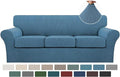 Turquoize 4 Piece Sofa Covers For 3 Cushion Couch Sofa Slipcover Soft Couch Cover For Dogs-Washable Sofa Furniture Covers With 3 Individual Cushion Covers, Jacquard Fabric (3 Cushion Sofa, Dusty Blue)