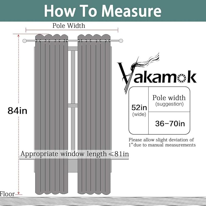 Yakamok Navy Blue 100% Blackout Curtains 84 Inches Long Thermal Insulated Window Curtain for Bedroom Living Room Darkening Set of 2 Panels Grommet Top Drapes with 2 Thick Layers 52x84 Inches Dark Blue