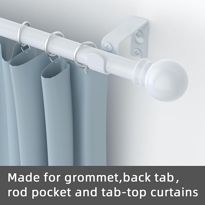 GXOACKJ Curtain Rods for windows 32-62 inch, 5/8 inch Decorative White Splicing Heavy Duty Metal Curtain Rod set with Brackets