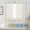 H.VERSAILTEX Linen Curtains Nickel Grommet Natural Linen Semi-Sheer Curtains 2 Panels Privacy Added Premium Soft Rich Material Drapes for Bedroom/Living Room - 52x54 - Inch - Ivory