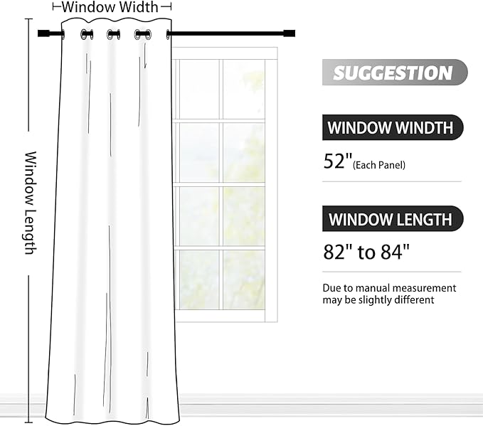 SimpleHome Ombre Room Darkening Curtains 84 inches Length for Bedroom,Grommet Gradient Light Blocking White to Grey Window Curtain for Living Room,1 Panel, 52x84 inches