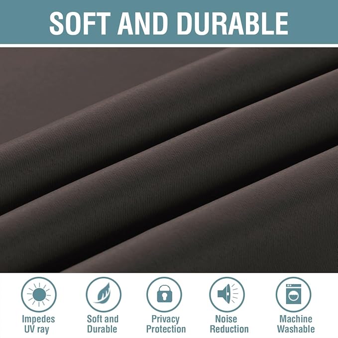 H.VERSAILTEX Blackout Curtain for Living Room Thermal Insulated Window Treatment Curtain 54 inch Length Energy Saving Solid Grommet Top Blackout Drape, One Panel, Chocolate Brown, 52" W x 54" L