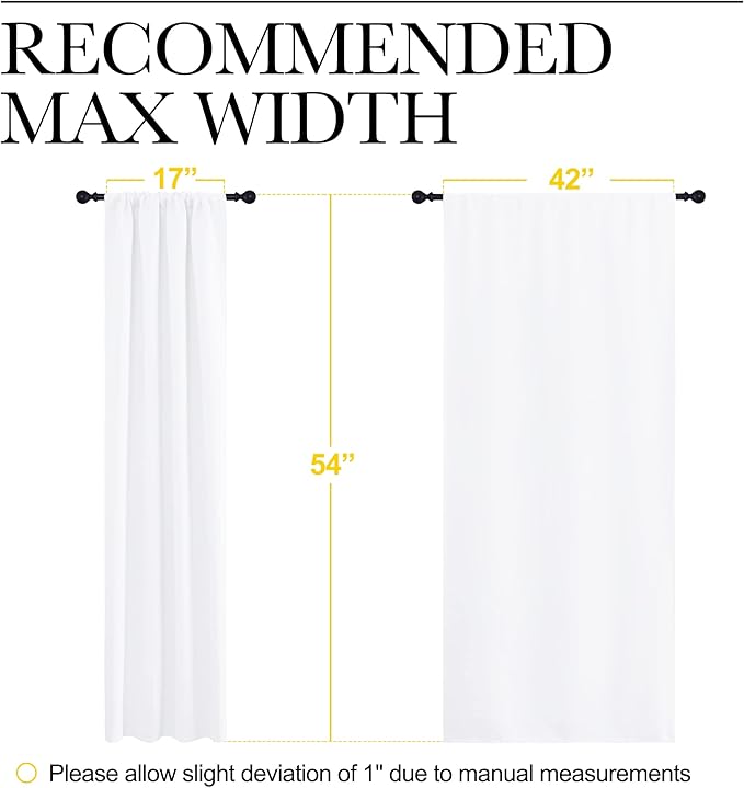 NICETOWN Kitchen Curtains, Short Home Decoration Curtains & Drapes, Small Window Draperies for Dining Room, Cupboard (White, 42 in x 54 in (W x L), Set of 2)